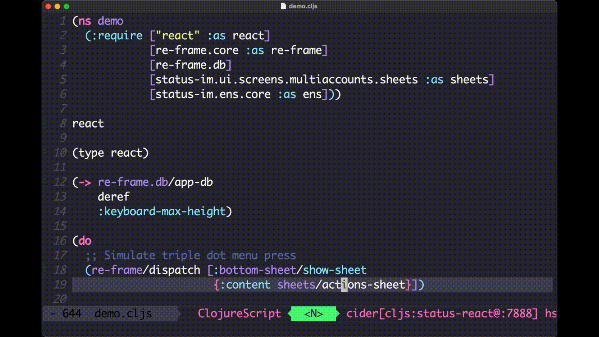 Clojure REPL with React Native