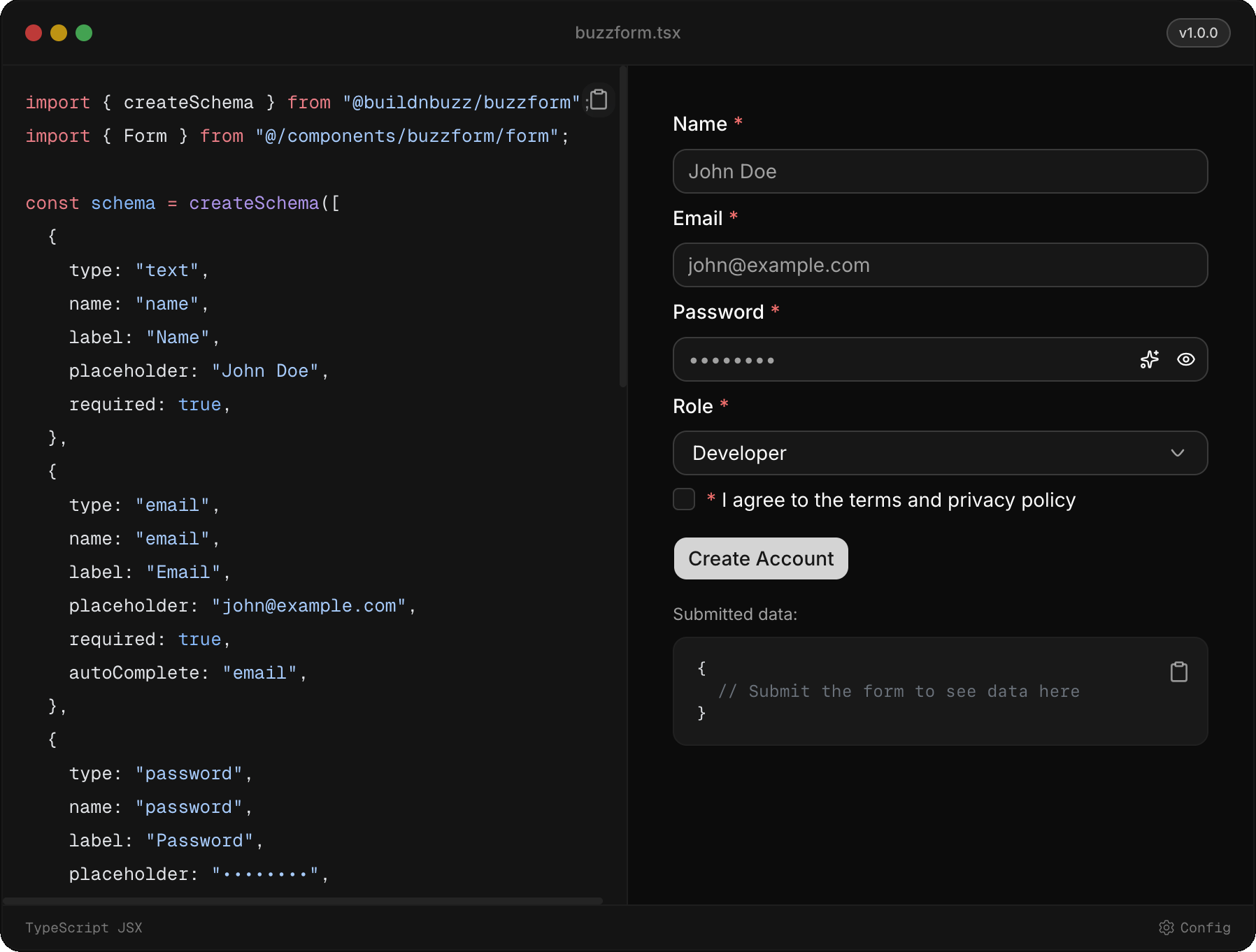 Schema Driven Forms via Buzz Form