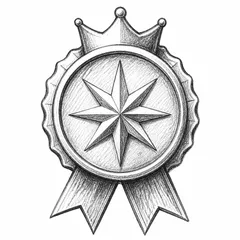 Pencil sketch of a premium award badge