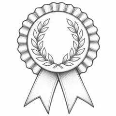 Pencil sketch of a laurel award badge
